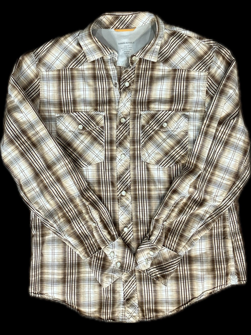 Banana Republic Western Plaid Pearl Snap Shirt